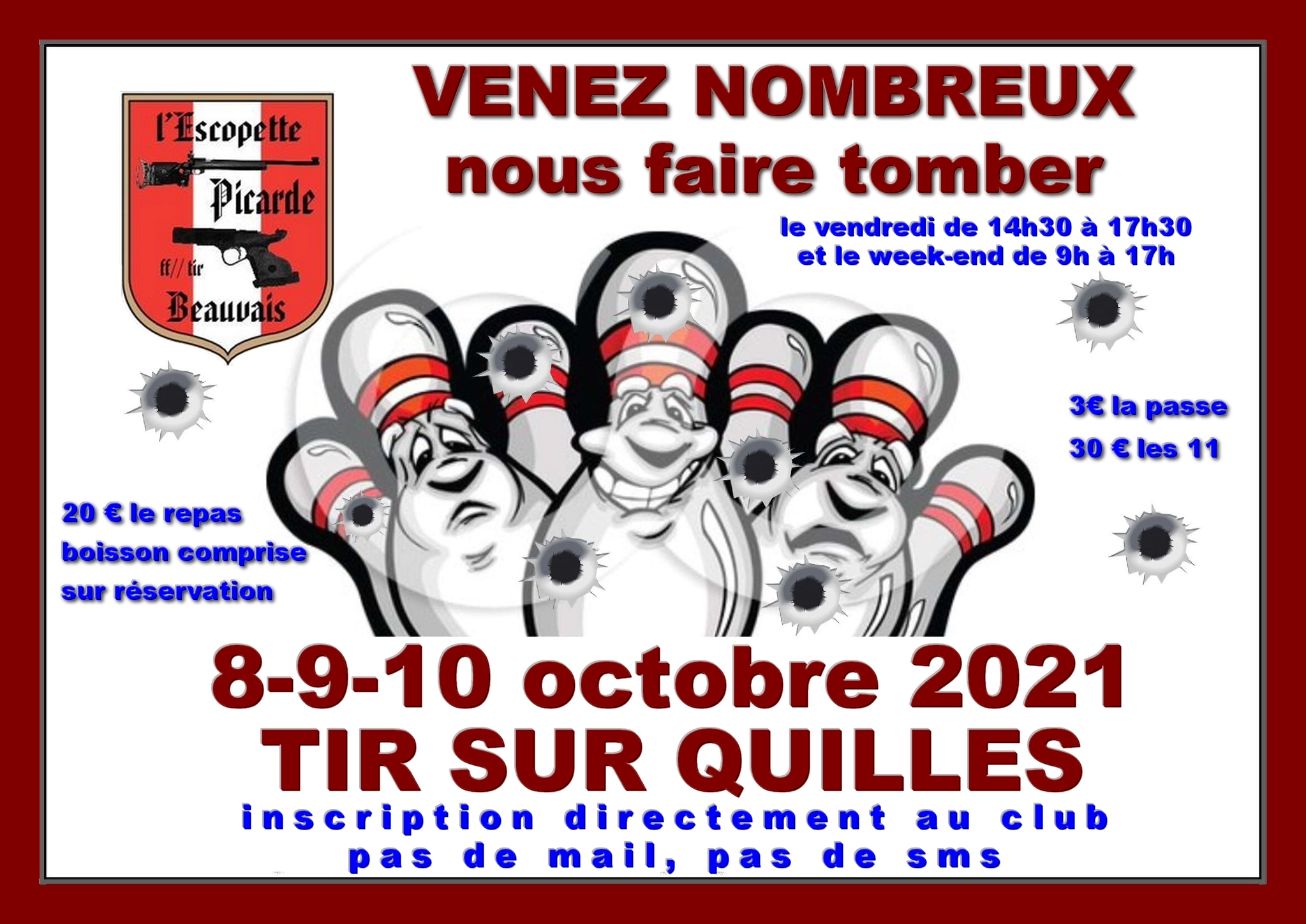 affiche du tir sur quilles d'octobre 2021